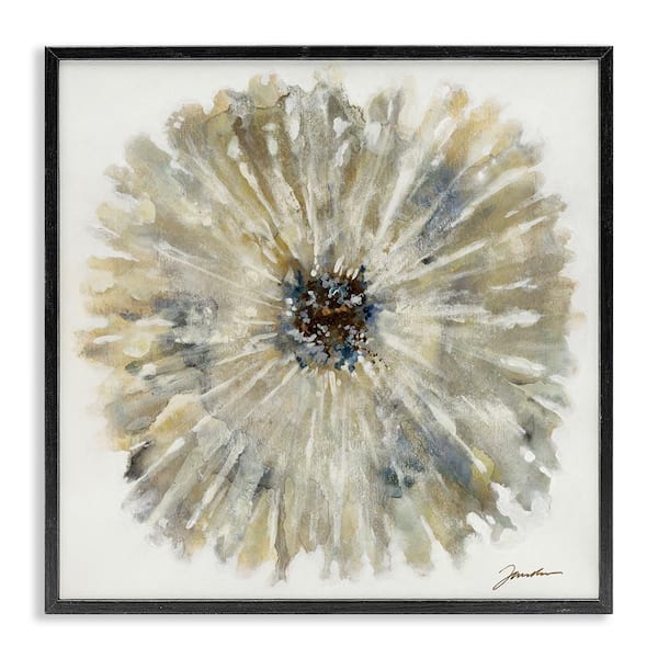 Neutral Rustic Abstract Flower by Liz Jardine Black Framed Nature Giclee Art Print 12 in. x 12 in.