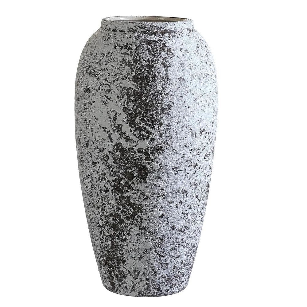 11.5 in. Gray Ceramic Rustic Large Vase, Vintage Floor Tall Flower Vase Dis