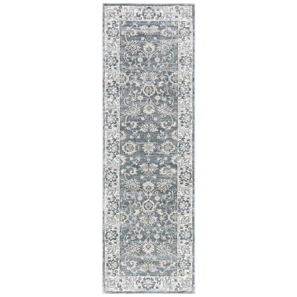 SAFAVIEH Isabella Gray/Cream 2 ft. x 7 ft. Speckled Floral Border ...