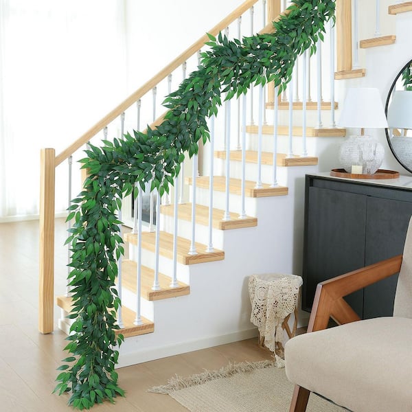 4 in. Green Artificial Italian Ruscus Vine Silk Leaf Garland for