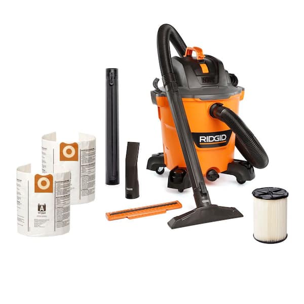 12 Gal. 5.0 Peak HP NXT Shop Vacuum HD1200 Wet Dry Vac with Filter, Dust Collection Bags, Hose and Accessories