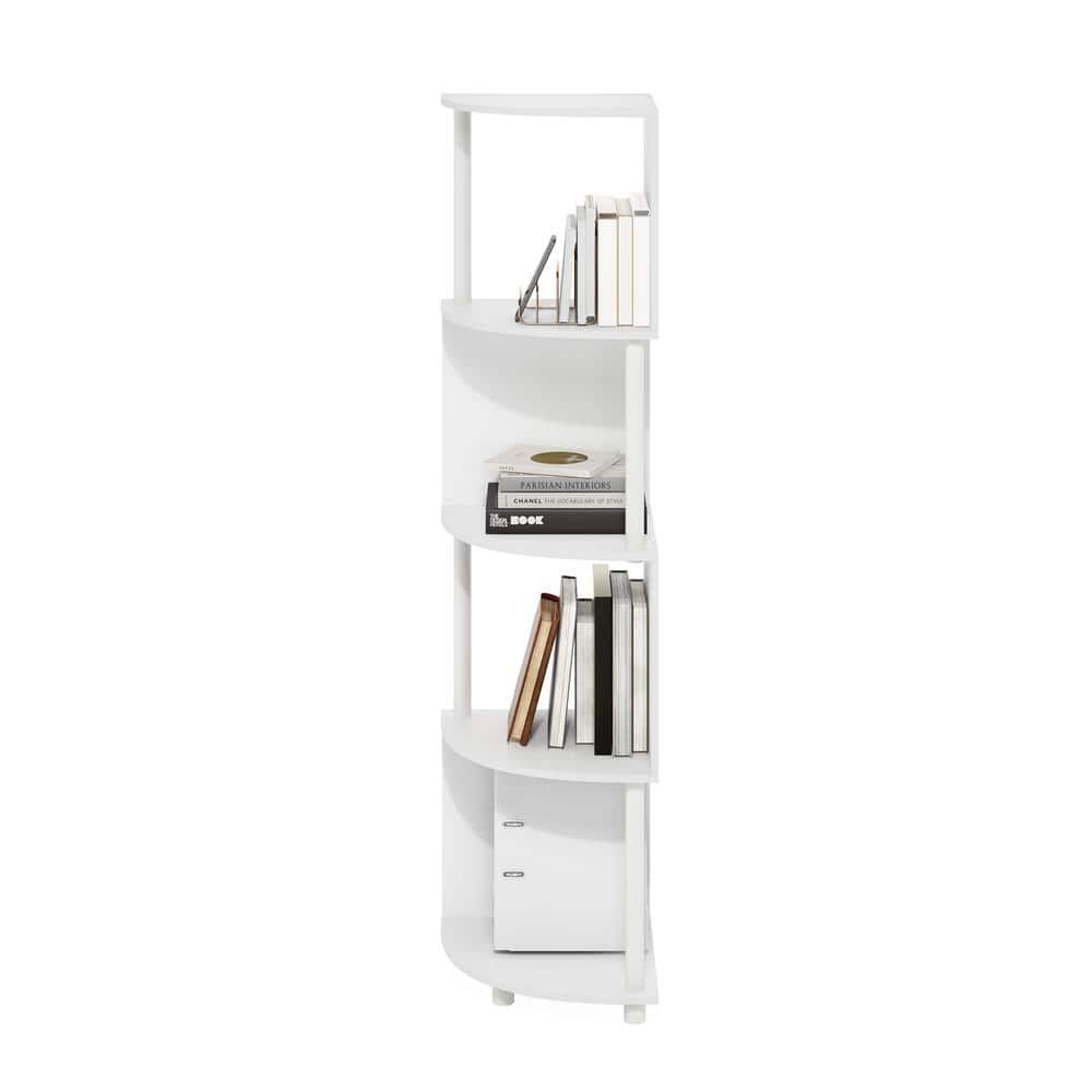 White Zigzag Corner Shelf Bookcase with PVC Tubes