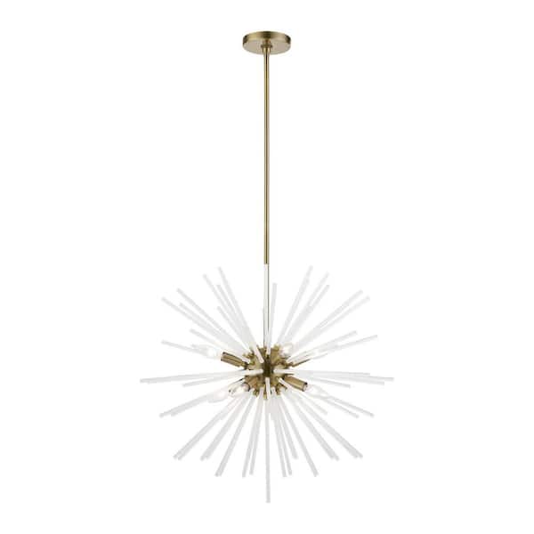 Wickford-8 Light Antique Brass Pendant Chandelier