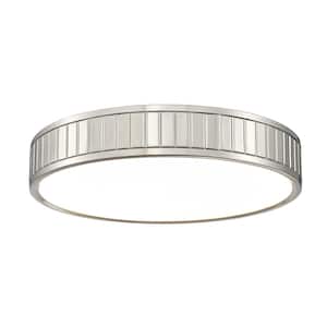 Madison 16.5 in. Brushed Nickel Integrated LED Flush Mount with Frosted Acrylic Shade (1-Pack)