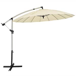 10 ft. Patio Offset Hanging Umbrella Cantilever Umbrella with Tilt Adjustment in Beige