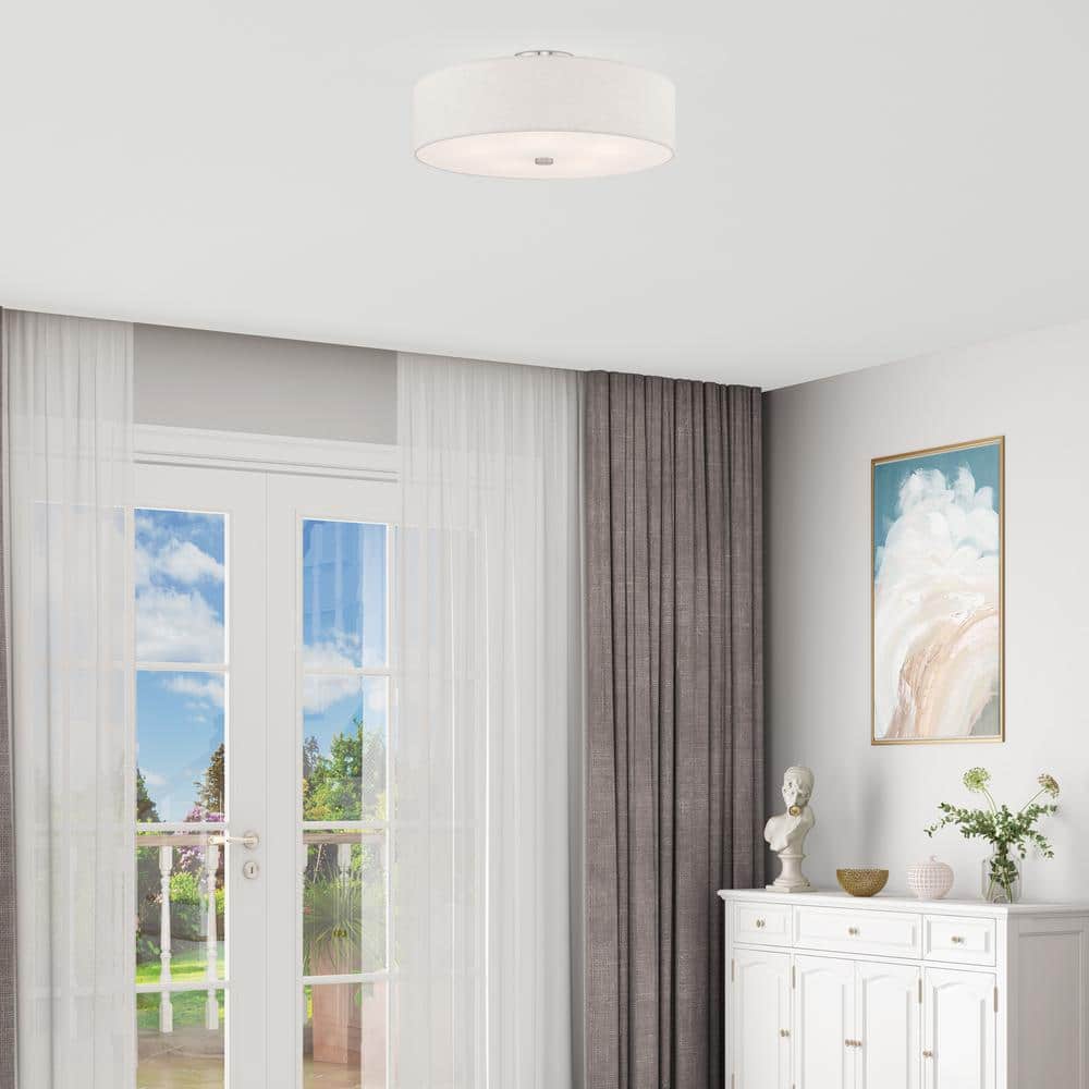 Contemporary Indoor/Outdoor 5-Light Brushed Nickel Drum Ceiling Fixture