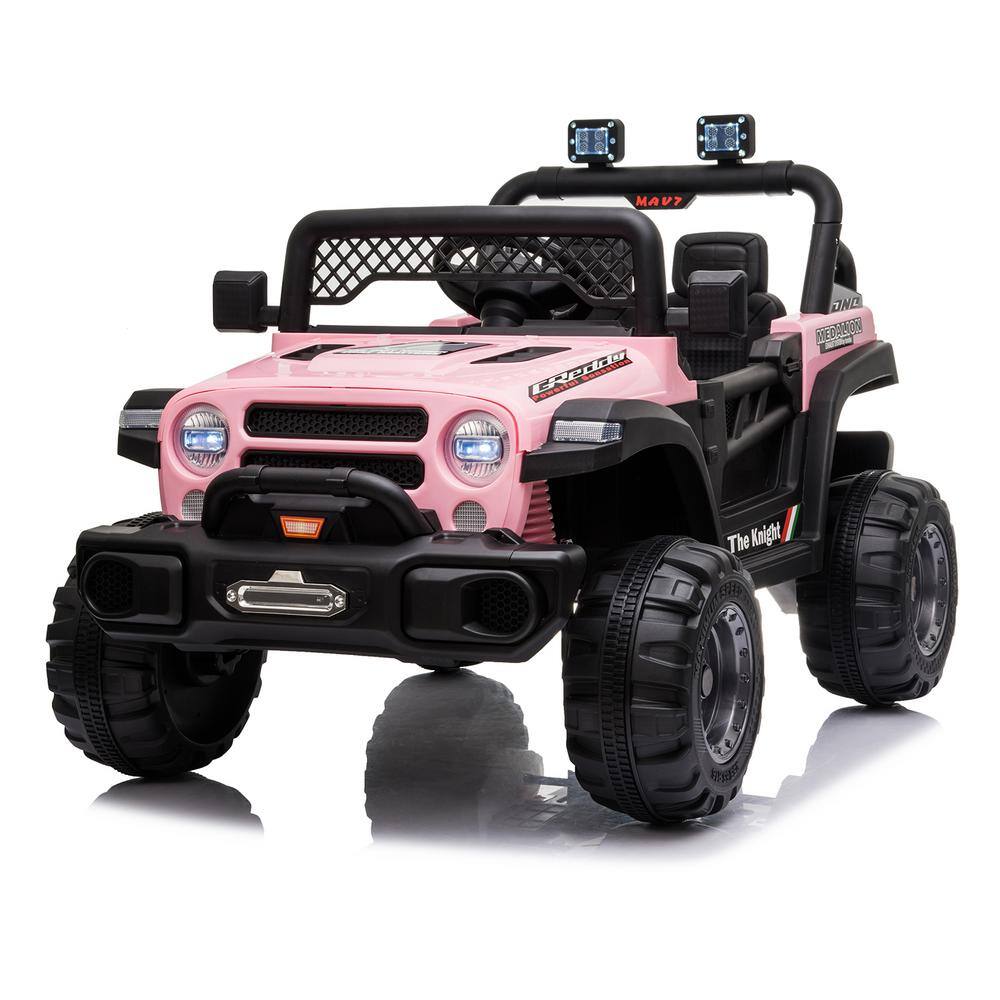 Pink 12V Kids Ride-On Truck with Remote Control and LED Lights