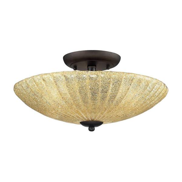 Titan Lighting Luminese 3-Light Aged Bronze Ceiling Semi-Flush Mount Light