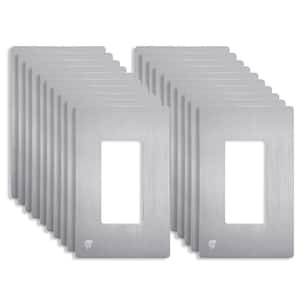 Brushed Silver 1-Gang, Decorator/Rocker, Plastic Polycarbonate, Screwless Wall Plate (20-Pack)