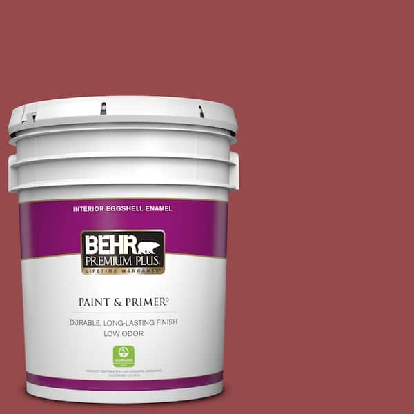 BEHR PREMIUM PLUS 5 gal. #M140-6 Circus Red Eggshell Enamel Low Odor Interior Paint & Primer