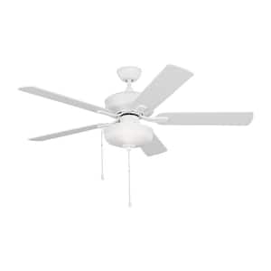 Linden 52 in. Transitional Outdoor Wet Rated Matte White Ceiling Fan with White Blades and LED Light Kit