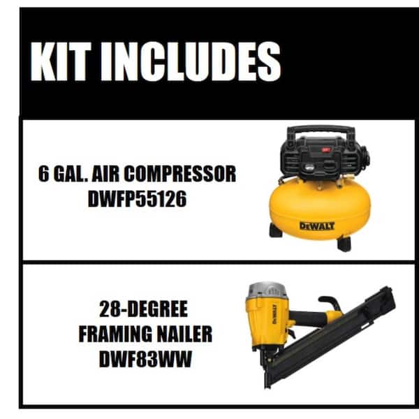6 Gal. 165 PSI Portable Electric Pancake Air Compressor and Pneumatic 28-Degree Framing Nailer