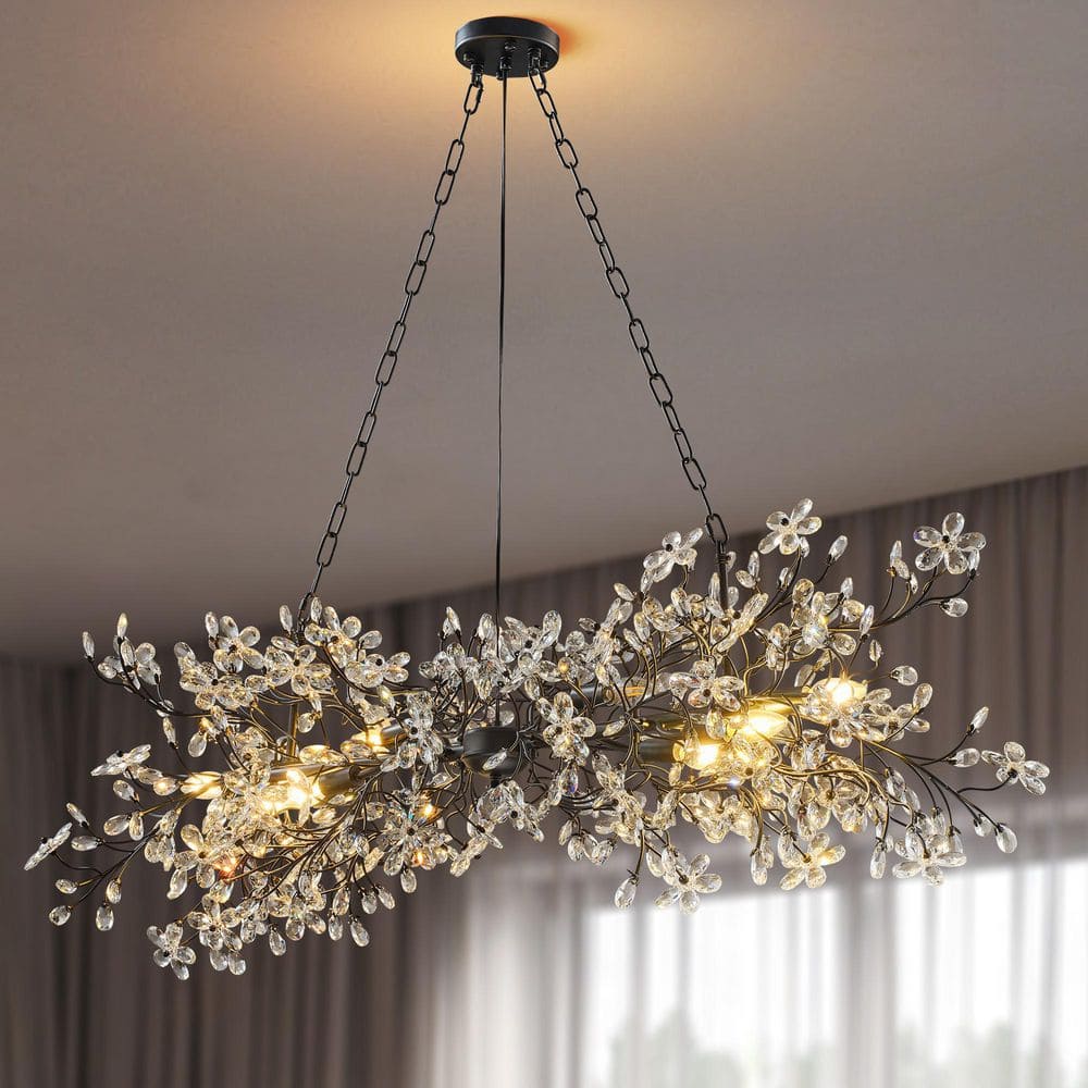chandelier シェルフ YUYI Modern Chandelier 51 in. 8-Light Black Chandelier for Dinning