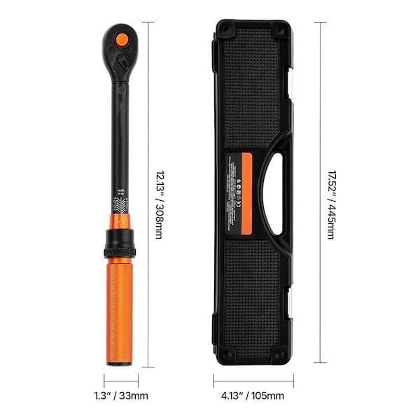 Click Torque Wrench Set, 3/8 In. Drive, 5-60 N.m/3.7-44.3 lbf.ft, Dual-direction, 72-Tooth, ±3% Precision(Sockets/Bits)