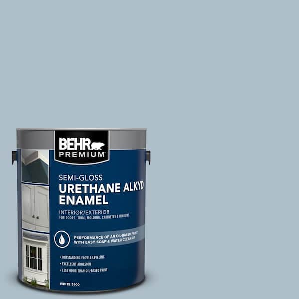 BEHR PREMIUM 1 gal. #570E-3 Liberty Gray Urethane Alkyd Semi-Gloss Enamel Interior/Exterior Paint