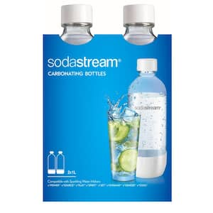 1L Classic Carbonating Bottles White Twin Pack Dishwasher Safe