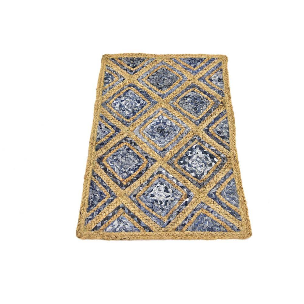 Handcrafted Bengal Blue Braided Cotton-Jute 2x3 Rug