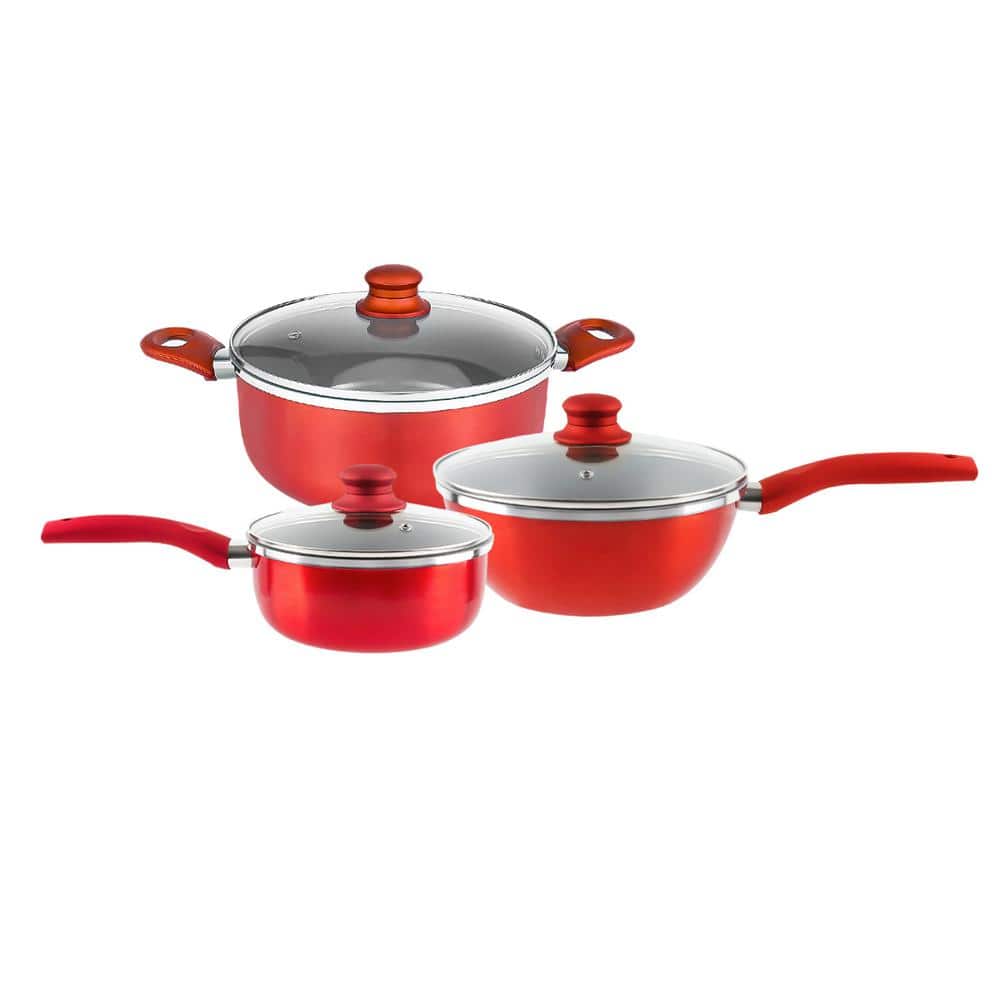 Aoibox 10-Pieces Chili Red Aluminum Induction Non-Stick Cookware Set with Removable  Handle SNPH002IN448 - The Home Depot