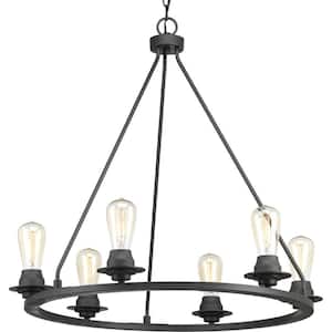 Debut Collection 36 in. 9-Light Black Graphite Farmhouse Urban Industrial Chandelier Dining Light