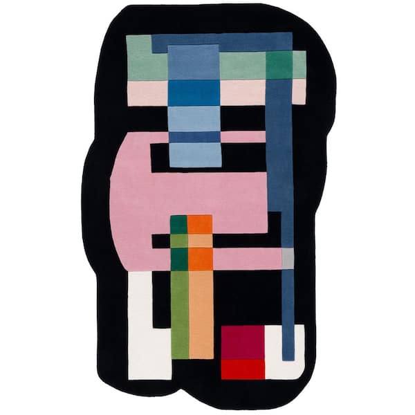 SAFAVIEH Fifth Avenue Black/Pink 8 ft. x 10 ft. Abstract Geometric Area Rug