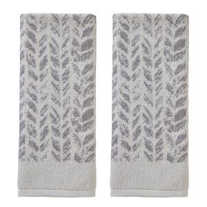 Distressed Leaves 2 Piece Hand Towel Gray