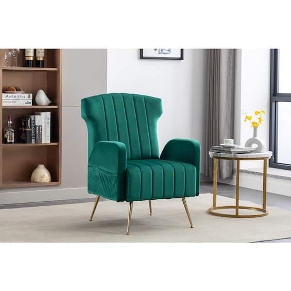 Emerald green wingback online chair