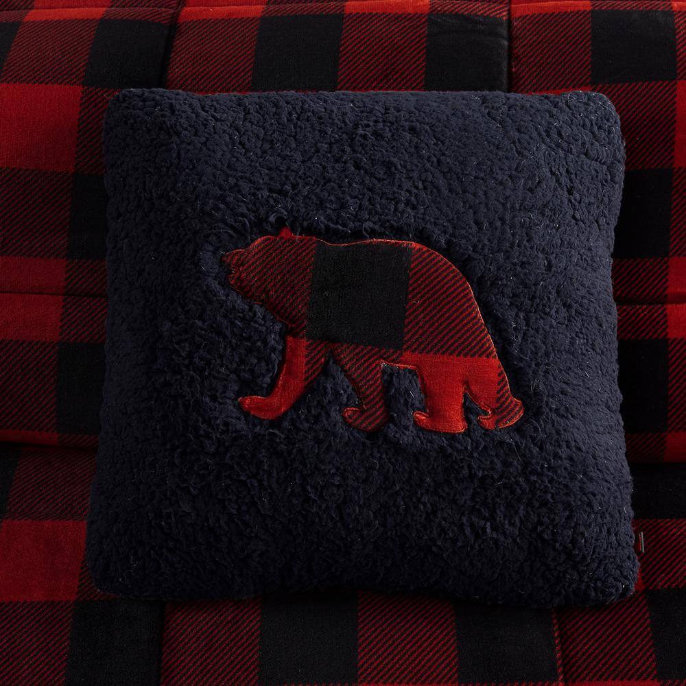 Full Red and Black Buffalo Check Down Alternative Bedspread Set