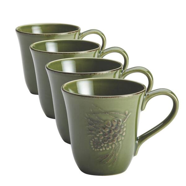 BonJour Dinnerware Sierra Pine 4-Piece Stoneware Mug Set in Forest