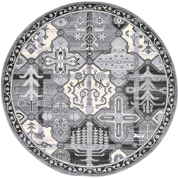 La Jolla Cathedral Gray 6' 0 x 6' 0 Round Rug