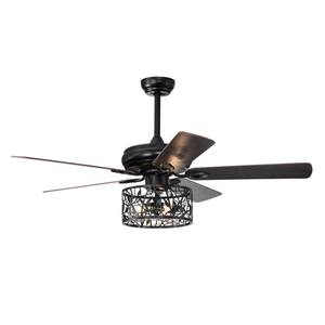 Light Pro 52 in. Indoor Matte Black Low Profile Standard Ceiling Fan with Remote Control (No Bulbs Included)