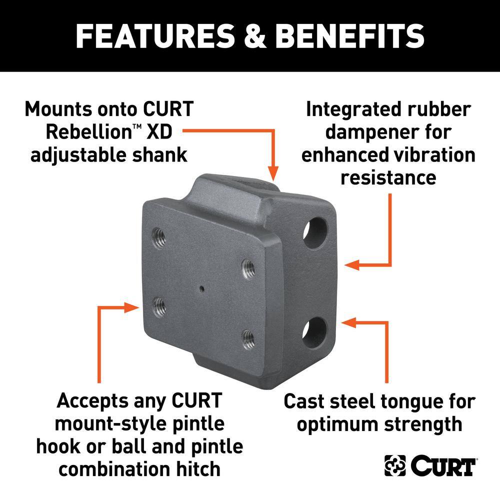 Black Adjustable Cushion Hitch Pintle Mount Plate Attachment