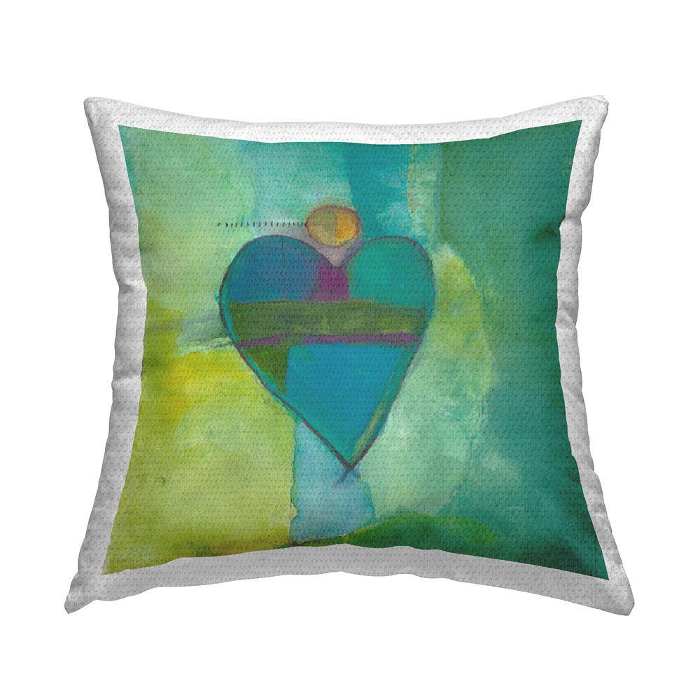 Green Abstract Heart Shape Green Square Outdoor Throw Pillow price history on PriceWatchPro
