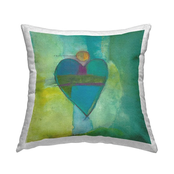 Stupell Industries Green Abstract Heart Shape Green Square Outdoor Throw Pillow