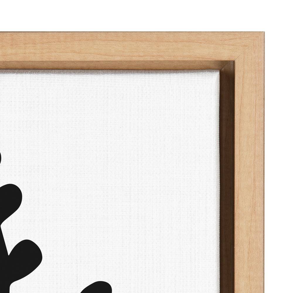 Modern Botanical Black and White Canvas Print Set with Natural Frames