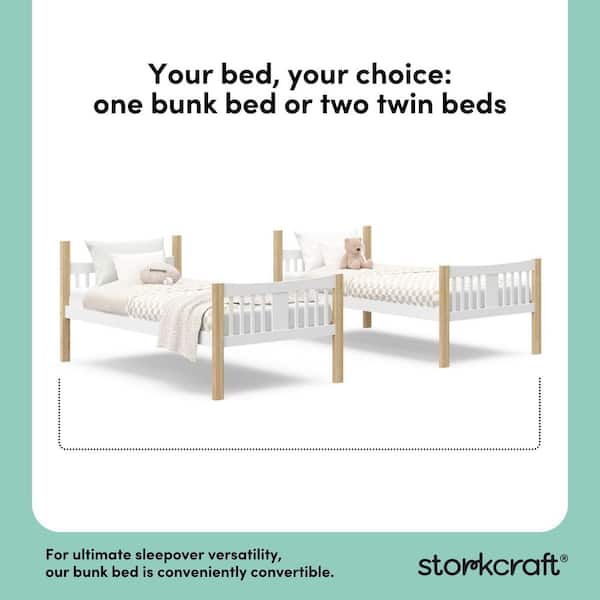 Storkcraft Caribou Solid Hardwood Twin Bunk Bed White with