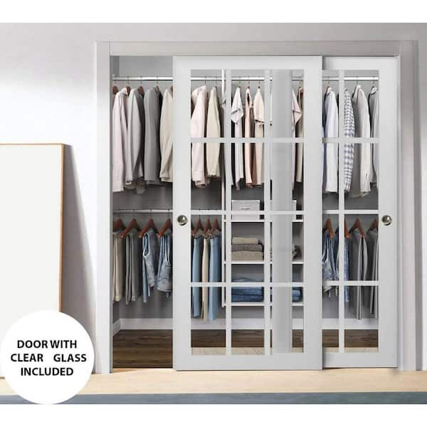 SARTODOORS Closet Sliding Doors 60 x 96, Gray