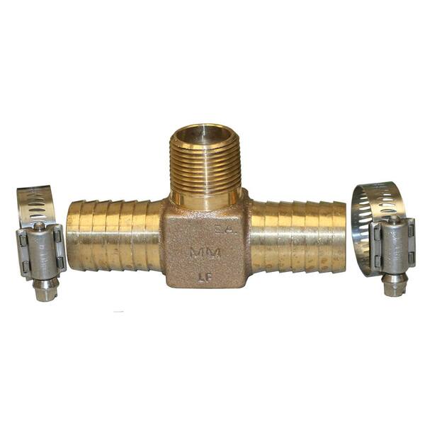 Merrill Hydrant Installation Kit contains 1 RBHTNL75 no lead bronze 3/4 in. MIP x INS tee and 2 M67127 SS clamps