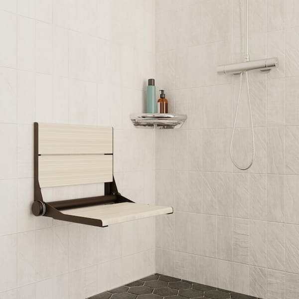 INVISIA SerenaSeat Pro 18 in. Folding Light Bamboo Shower Seat, ADA compliant, Support Up to 500 lbs. in Oil Rubbed Bronze