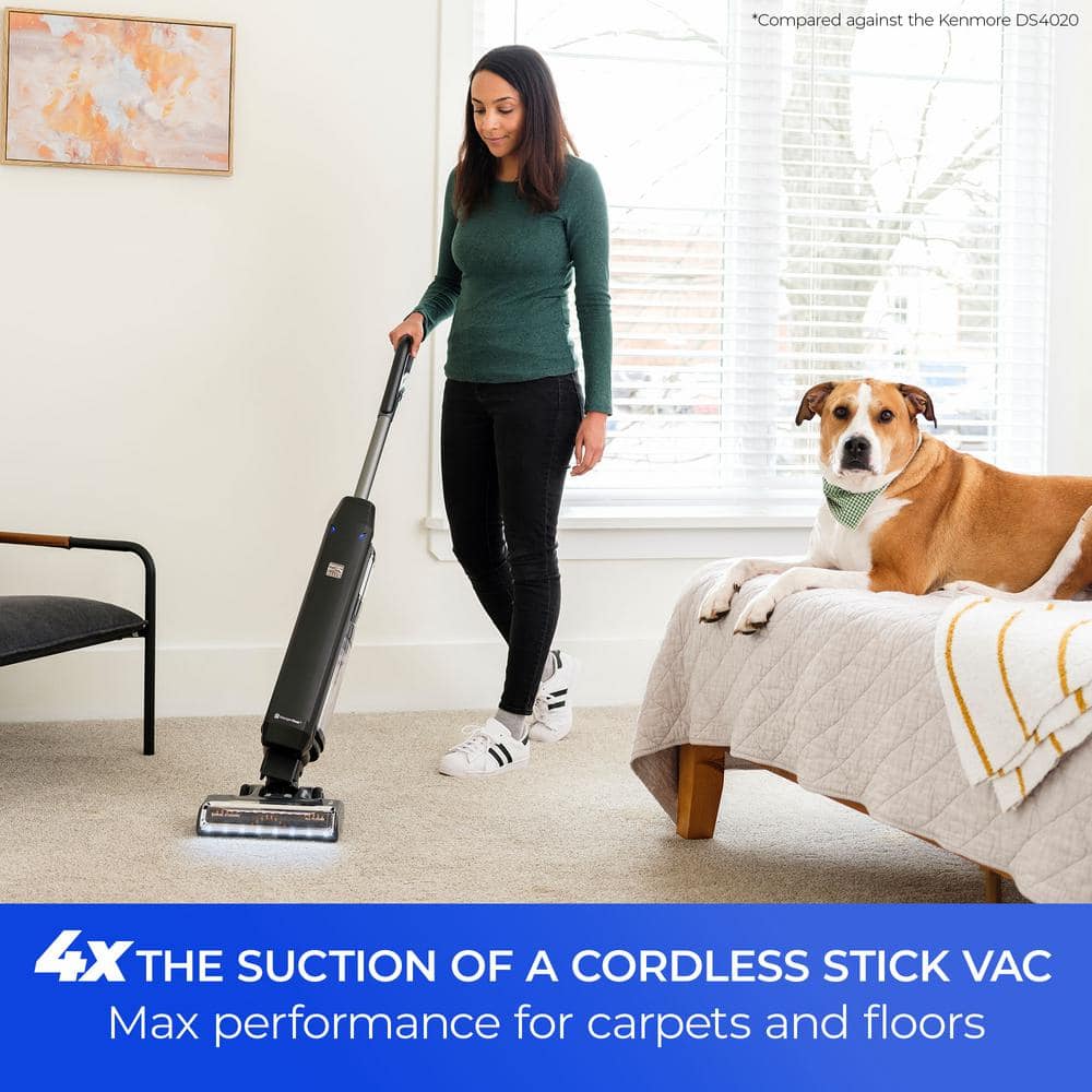 Black Cordless Upright Vacuum with HEPA Filter for Pets