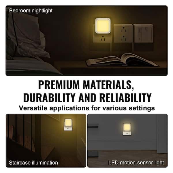 LED Night Light, 2 Pack Plug in LED Night Light, 0.6 W 3000k Soft White Light, with Dusk-to-Dawn Light Sensor
