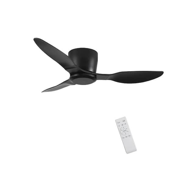 Byteany 40 in. Indoor Black Flush Mount Ceiling Fan with 6 Speed and Reversible DC Motor, Remote Control