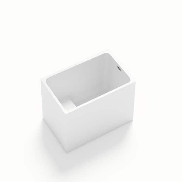 47.2 in. x 27.6 in. Acrylic Rectangular Freestanding Soaking Bathtub in White Japanese Soaking Tub with Seat
