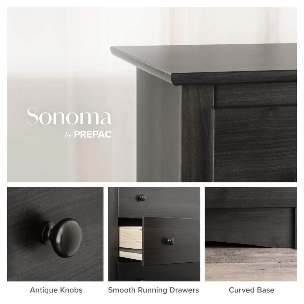 Washed Black Double Dresser with Extra Deep Drawers
