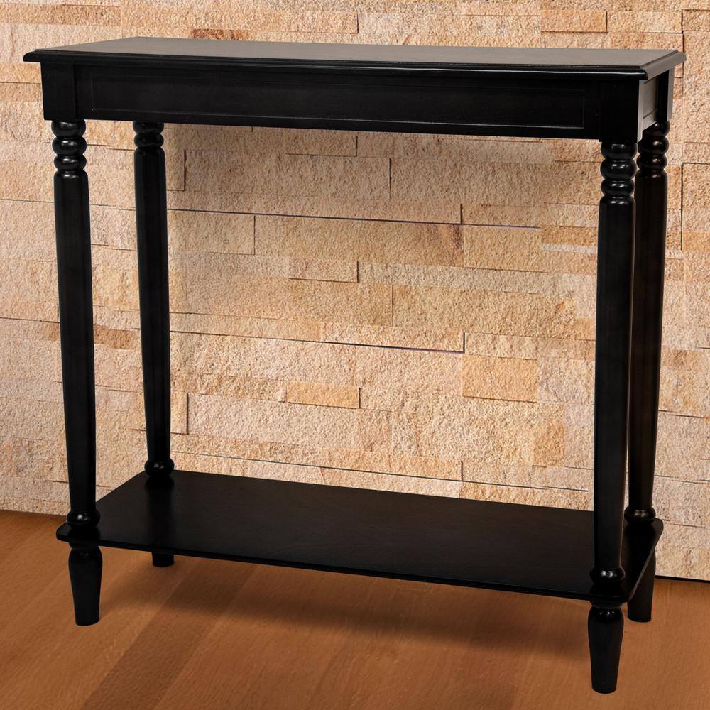 Adelphi Traditional Black Wood Console Table with Storage Shelf
