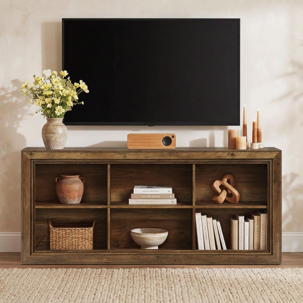 TRIBESIGNS WAY TO ORIGIN Farmhouse Brown 63 in. TV Stand Fits TVs