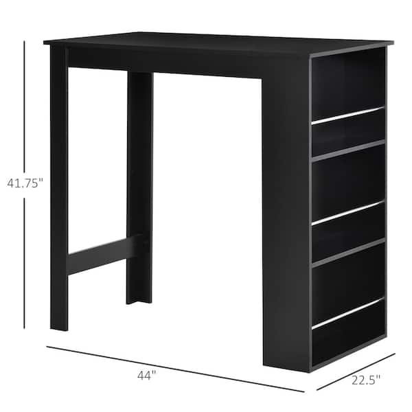 HOMCOM 44 in. Black Particleboard Modern Rectangle Bar Table