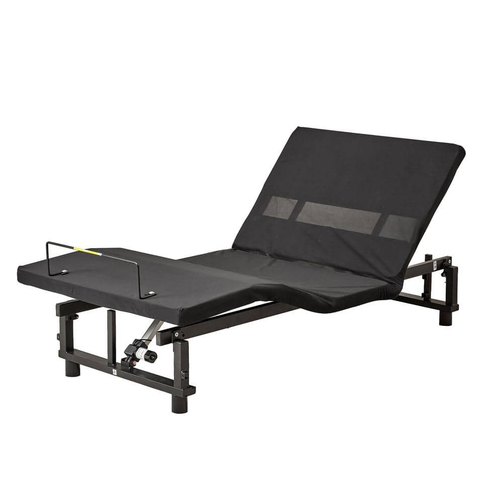 Black Steel Frame Twin Size Platform Bed with Head and Foot Incline Remote 