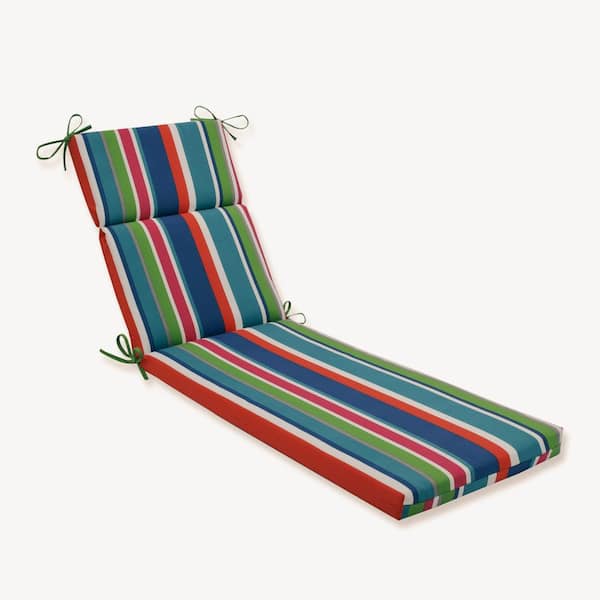 Pillow Perfect Striped 21 x 28.5 Outdoor Chaise Lounge Cushion in Blue/Green St. Lucia