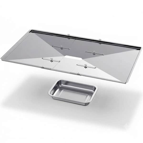 Stainless Steel Adjustable Grill Grease Tray Set 24 in. to 27 in. Nonstick Grill Pan Silver Wide Compatibility