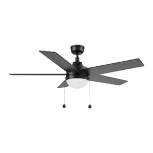 Zaire 52 in. Color Changing Integrated LED Indoor Matte Black 5-Speed DC Ceiling Fan with Light Kit and Pull Chain